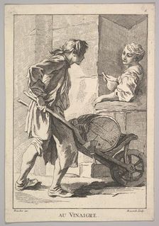 Reverse copy of Au Vinaigre (Vinegar), from Le Cris de Paris (The Cries of Paris)..., 18th century. Creator: Simon François Ravenet