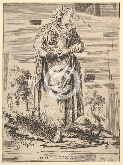 Reverse copy of Contadina, Recueil de diverses fig.res étrangeres Inventées par F...., 18th century. Creator: Unknown.