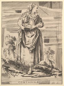Reverse copy of Contadina, Recueil de diverses fig.res étrangeres Inventées par F...., 18th century. Creator: Unknown