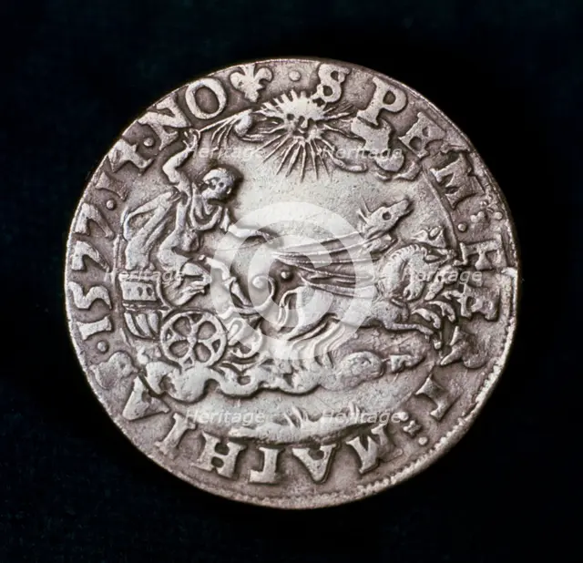 Reverse of a medal commemorating the bright comet of 1577. Creator: Unknown.