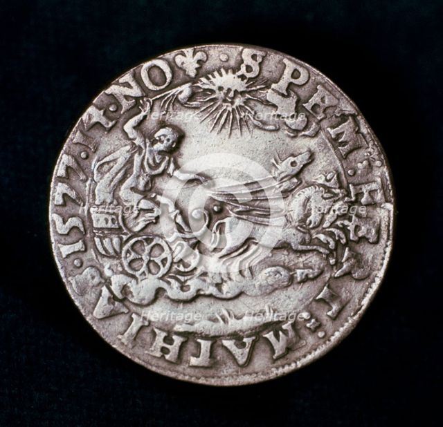 Reverse of a medal commemorating the bright comet of 1577. Creator: Unknown.