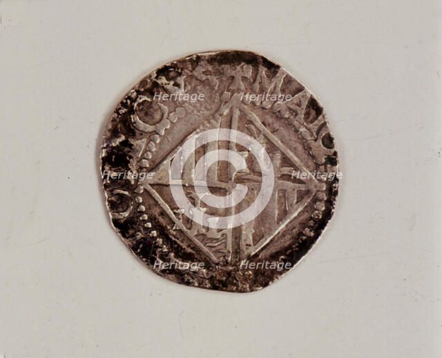 Reverse of a one-real coin in silver, during the reign of Philip III, found in Majorca.