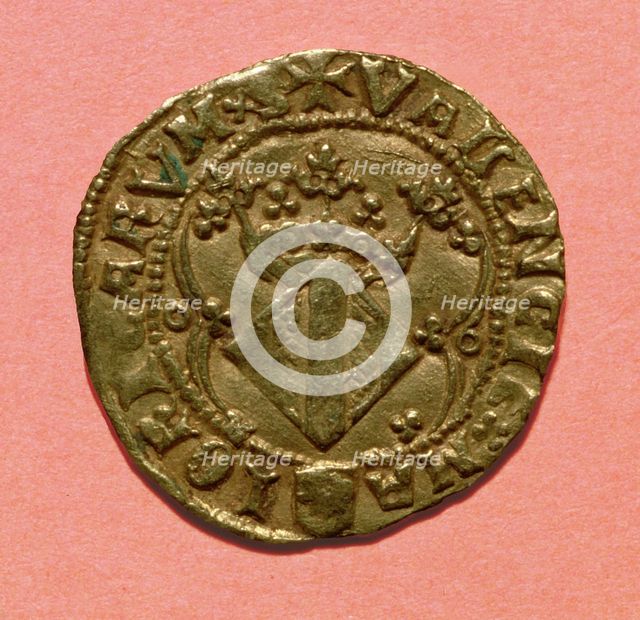 Reverse of a Ducat, currency of the time of Ferdinand II 'The Catholic', mint in Valencia.