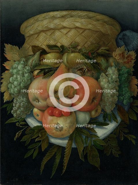 Reversible Anthropomorphic Portrait of a Man Composed of Fruit.