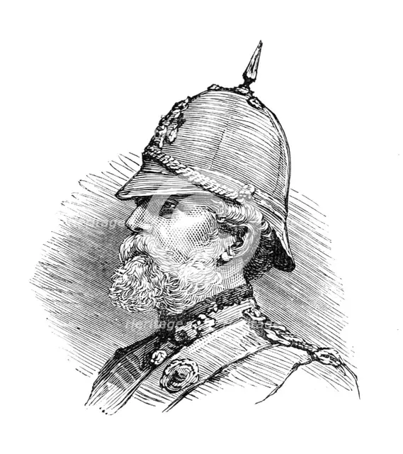 Review of Scottish Volunteers: Lieut.-Col. Sir G. H. Scott Douglas, Commanding Border Rifles, 1881. Creator: Unknown.