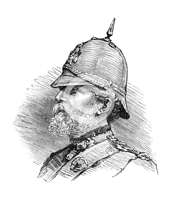 Review of Scottish Volunteers: Lieut.-Col. Sir G. H. Scott Douglas, Commanding Border Rifles, 1881. Creator: Unknown.