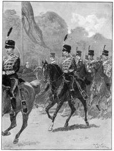 Review of the 1st Yeomanry Brigade by the queen in Windsor Park, 1894.Artist: William Barnes Wollen