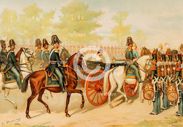 Review of the troops and national militia by the queen governor, 1889.  Creator: Juan Alaminos.