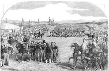 Review of the Division under Prince Napoleon before the Sultan, at Scutari - Zouaves Defiling, 1854. Creator: Unknown