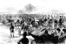 Review of the Household Brigade by the Queen, in Bushey Park, 1871. Creator: Unknown