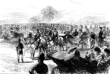 Review of the Household Brigade by the Queen, in Bushey Park, 1871. Creator: Unknown