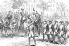 Review at Madrid before the Prince of Wales and the King of Spain: the Guardia Civile...1876. Creator: Unknown