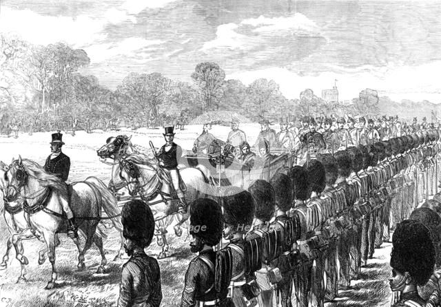 Review at Windsor of troops from the Ashantee War: the Queen passing along the line, 1874. Creator: Unknown.