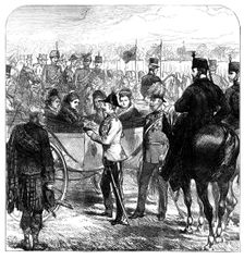 Review at Windsor: the Queen presenting the Cross of...St. George to Sir Garnet Wolseley, 1874. Creator: Unknown