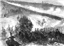 Review and Sham Fight of the Dover and Shorncliffe Garrisons at Round Down, Folkestone, 1865. Creator: Unknown