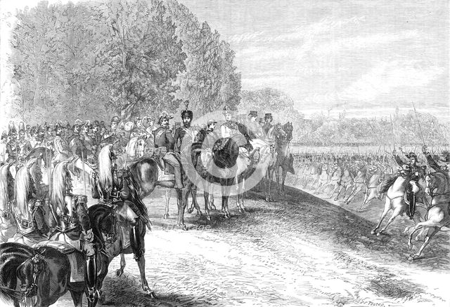 Review before the Emperor and the Prince of Wales in the Bois de Boulogne, Paris, 1869. Creator: Unknown.