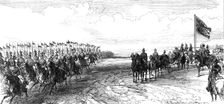 Review in Phoenix Park: the 12th Lancers galloping past, 1868. Creator: C. R.