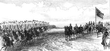 Review in Phoenix Park: the 12th Lancers galloping past, 1868. Creator: C. R.