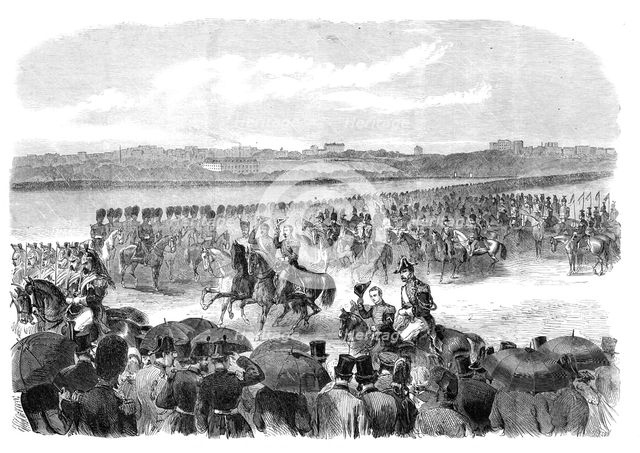 Review in the Champ de Mars at Paris in honour of the King Consort of Spain, 1864. Creator: Mason Jackson.