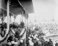 Reviewing stand at the Columbus Fountain dedication ceremony, Union Station, Washington...June 1912. Creator: Bain News Service