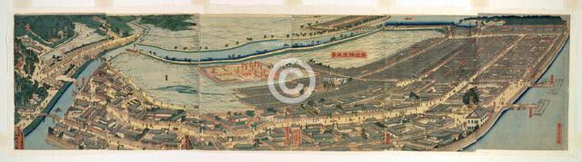 Revised Panoramic View of Yokohama (Saikai Yokohama fukei), 1861 and 1873. Creator: Sadahide Utagawa.