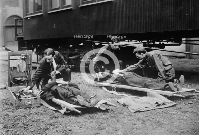 Reviving mine victims, between c1910 and c1915. Creator: Bain News Service.