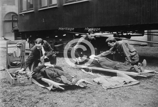 Reviving mine victims, between c1910 and c1915. Creator: Bain News Service.