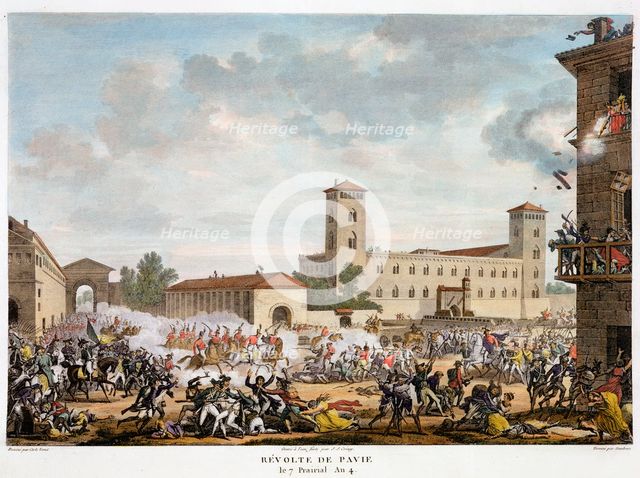 Revolt at Pavia, Italy 7 Prairial, Year 4 (May 1796).  Creator: Jacques Joseph Coiny.