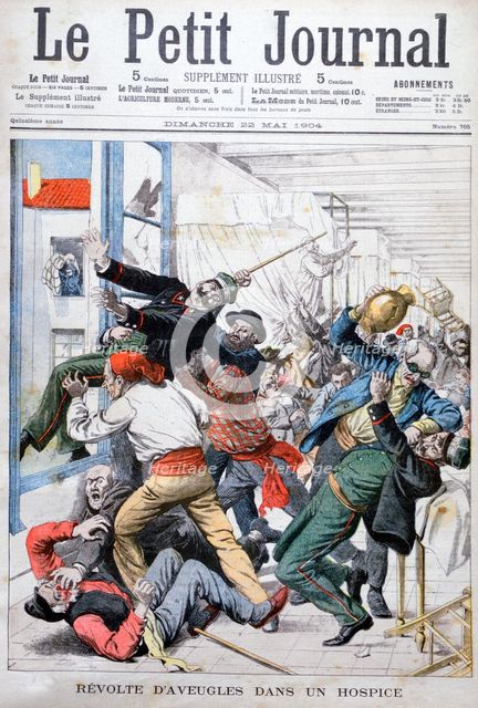 Revolt by blind men in a hospice, France, 1904. Artist: Unknown