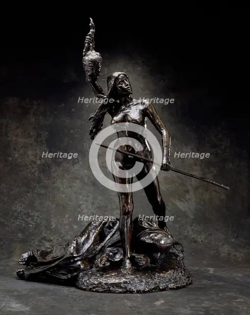 Revolution Holding the Head of Error and Striding over the Cadaver of Monarchy, c.1893. Creator: Jean Alexandre Joseph Falguiere.