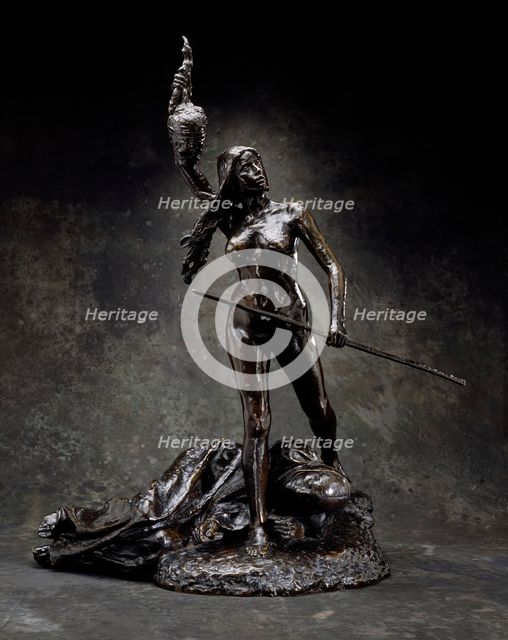 Revolution Holding the Head of Error and Striding over the Cadaver of Monarchy, c.1893. Creator: Jean Alexandre Joseph Falguiere.