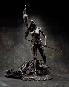 Revolution Holding the Head of Error and Striding over the Cadaver of Monarchy, c.1893. Creator: Jean Alexandre Joseph Falguiere