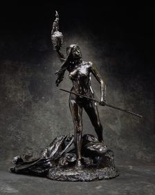 Revolution Holding the Head of Error and Striding over the Cadaver of Monarchy, c.1893. Creator: Jean Alexandre Joseph Falguiere