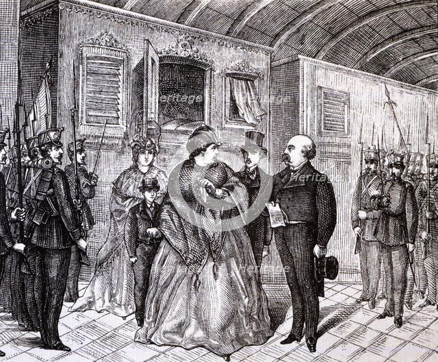 Revolution of 1868, exit of Isabella II and the royal family from their residence to go into exi…