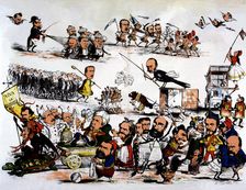 Revolution of 1868, political cartoon of the revolution that overthrew Isabel II called the Glor…