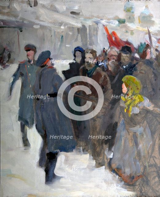 Revolutionary Demonstration', 1906. Creator: Serov, Valentin Alexandrovich (1865-1911).