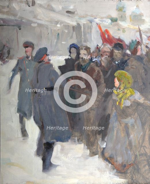 Revolutionary demonstration, 1906. Artist: Serov, Valentin Alexandrovich (1865-1911)