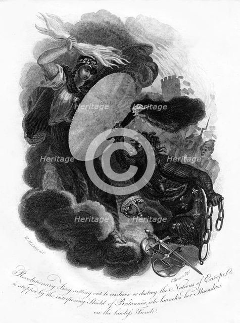 Revolutionary Fury and Britannia, 1814.Artist: I Brown