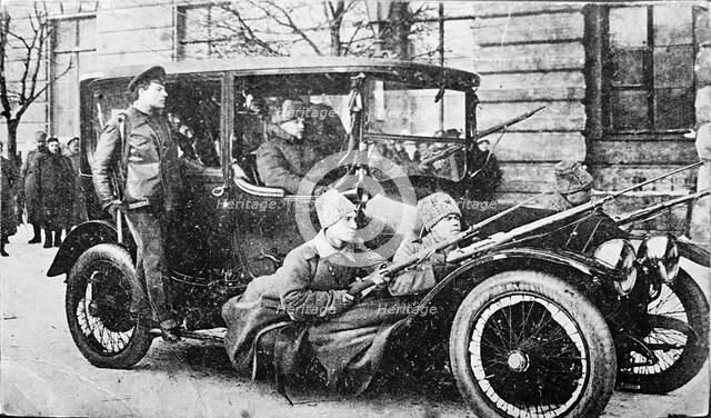 Revolutionary Guards in Petrograd, Russia, Russian Revolution, 1917. Artist: Anon