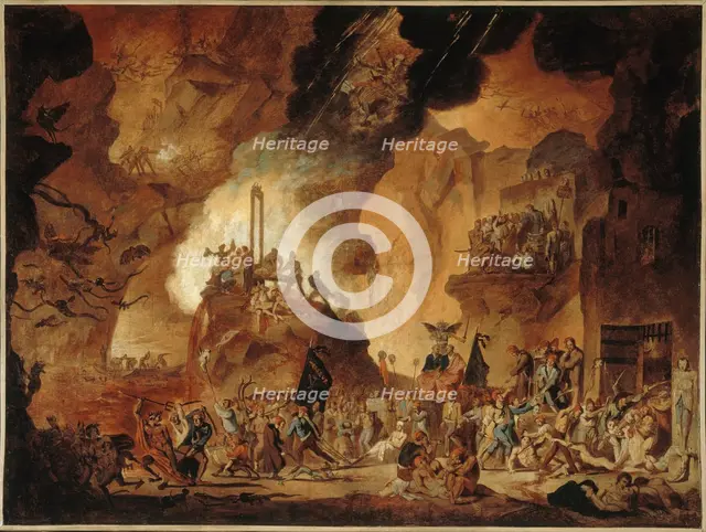 Revolutionary satirical allegory: the triumph of Marat in the underworld, c1790 — 1800. Creator: Nicolas Antoine Taunay.