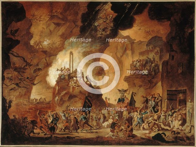 Revolutionary satirical allegory: the triumph of Marat in the underworld, c1790 — 1800. Creator: Nicolas Antoine Taunay.