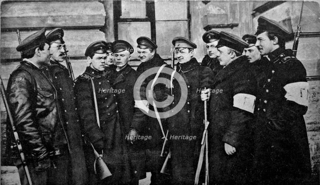 Revolutionary students after the February Revolution, Russia, 1917.  Artist: Anon