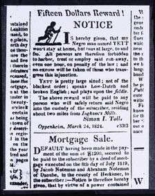 Reward notice for bilingual runaway slave, Oppenheim, New York, 1824. Creator: Unknown