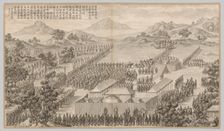 Rewards to Generals and Officers in Quelling the Uigurs..., c. 1765-1774; poem dated 1760. Creator: Jean Damascene Sallusti (Italian, d. 1781)