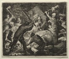 Reynard the Fox: Peasants Attack the Bear. Creator: Allart van Everdingen (Dutch, 1621-1675)