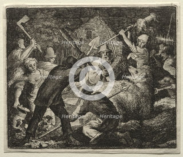 Reynard the Fox: Peasants Attack the Bear. Creator: Allart van Everdingen (Dutch, 1621-1675).