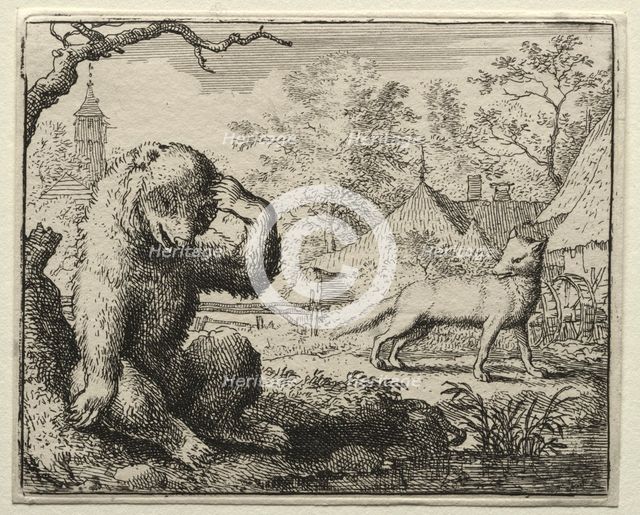 Reynard the Fox: Reynard Chides the Injured Bear. Creator: Allart van Everdingen (Dutch, 1621-1675).