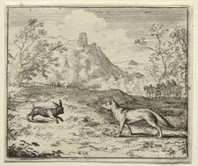 Reynard the Fox: Reynard and the Rabbit. Creator: Allart van Everdingen (Dutch, 1621-1675)