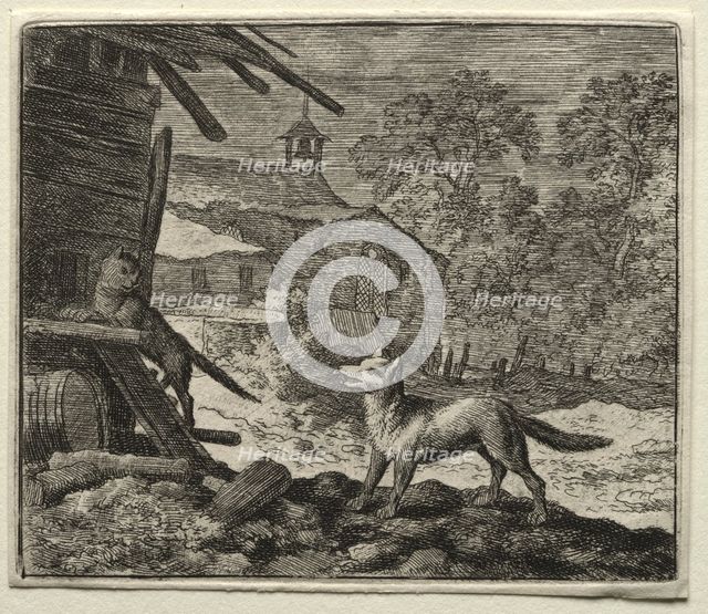 Reynard the Fox: Reynard Deceives the Cat. Creator: Allart van Everdingen (Dutch, 1621-1675).