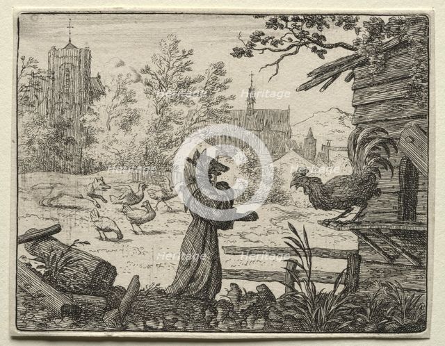 Reynard the Fox: Reynard Disguised as a Monk. Creator: Allart van Everdingen (Dutch, 1621-1675).